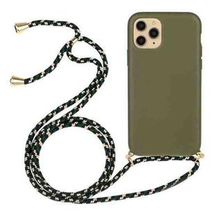 Wheat Straw Material + TPU Protective Case with Lanyard For iPhone 14 Pro(Army Green)