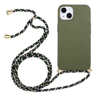 For iPhone 14 Wheat Straw Material + TPU Protective Case with Lanyard (Army Green)