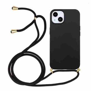 For iPhone 14 Wheat Straw Material + TPU Protective Case with Lanyard (Black)