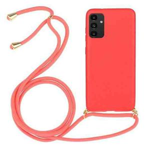 For Samsung Galaxy A13 Wheat Straw Material + TPU Protective Case with Lanyard(Red)