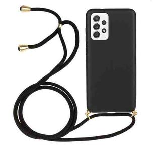 For Samsung Galaxy A73 Wheat Straw Material + TPU Protective Case with Lanyard(Black)