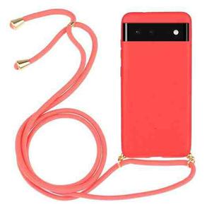 For Google Pixel 6 Wheat Straw Material + TPU Protective Case with Lanyard(Red)