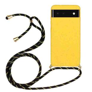 For Google Pixel 6 Pro Wheat Straw Material + TPU Protective Case with Lanyard(Yellow)