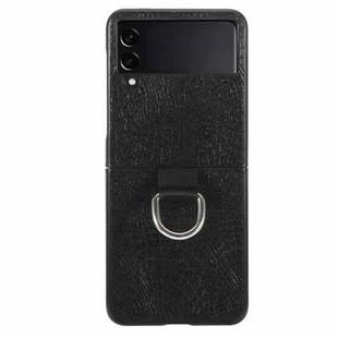 For Samsung Galaxy Z Flip4 Leather Shockproof Phone Case(Black)