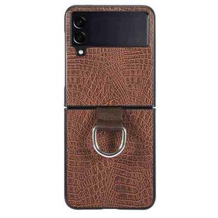 For Samsung Galaxy Z Flip4 Leather Shockproof Phone Case(Brown)