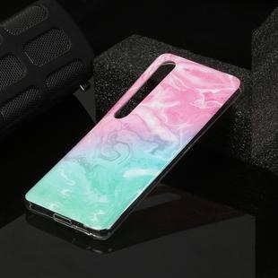 For Xiaomi Mi 10 Marble Pattern Soft TPU Protective Case(Pink Green)