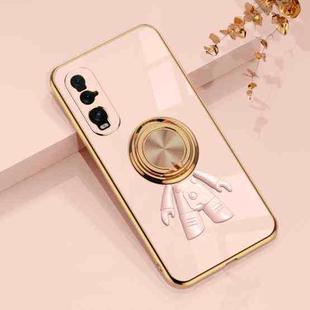 For OPPO Find X2 6D Plating Astronaut Ring Kickstand Phone Case(Light Pink)