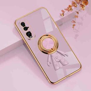 For OPPO Find X2 6D Plating Astronaut Ring Kickstand Phone Case(Light Purple)
