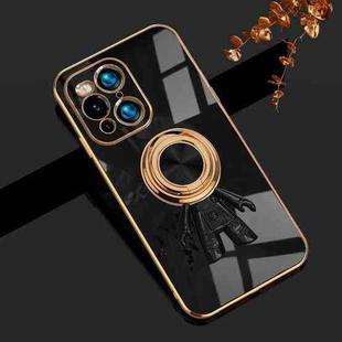 For OPPO Find X3 6D Plating Astronaut Ring Kickstand Phone Case(Black)