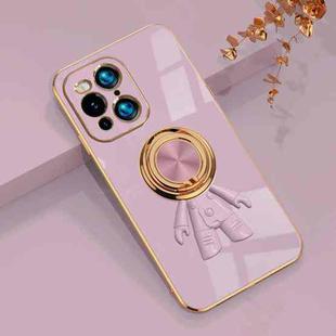 For OPPO Find X3 6D Plating Astronaut Ring Kickstand Phone Case(Light Purple)