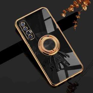 For OPPO Reno3 Pro 6D Plating Astronaut Ring Kickstand Phone Case(Black)