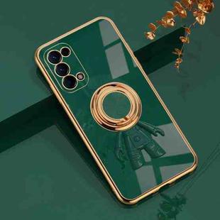 For OPPO Reno5 Pro 5G 6D Plating Astronaut Ring Kickstand Phone Case(Night Green)