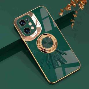 For OPPO Find X5 6D Plating Astronaut Ring Kickstand Phone Case(Night Green)