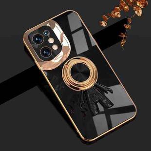 For OPPO Find X5 6D Plating Astronaut Ring Kickstand Phone Case(Black)