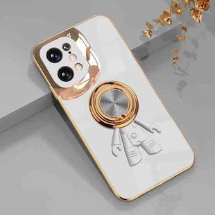 For OPPO Find X5 6D Plating Astronaut Ring Kickstand Phone Case(White)