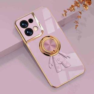 For OPPO Reno8 6D Plating Astronaut Ring Kickstand Phone Case(Light Purple)