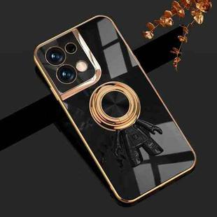 For OPPO Reno8 Pro+ 6D Plating Astronaut Ring Kickstand Phone Case(Black)