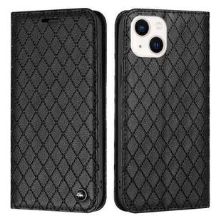 For iPhone 14 S11 RFID Diamond Lattice Flip Leather Phone Case (Black)