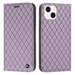 For iPhone 14 S11 RFID Diamond Lattice Flip Leather Phone Case (Purple)