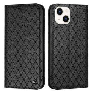 For iPhone 14 Plus S11 RFID Diamond Lattice Flip Leather Phone Case (Black)