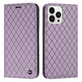 For iPhone 14 Pro S11 RFID Diamond Lattice Flip Leather Phone Case(Purple)