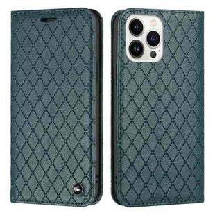 For iPhone 13 Pro Max S11 RFID Diamond Lattice Flip Leather Phone Case For iPhone 13 Pro(Green)