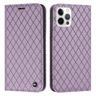 For iPhone 12 / 12 Pro S11 RFID Diamond Lattice Flip Leather Phone Case(Purple)