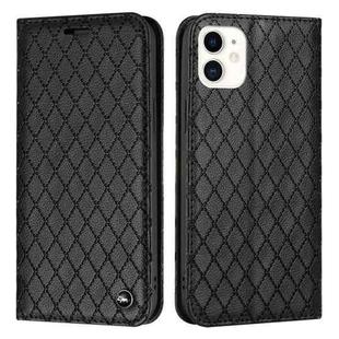 For iPhone 11 S11 RFID Diamond Lattice Flip Leather Phone Case (Black)