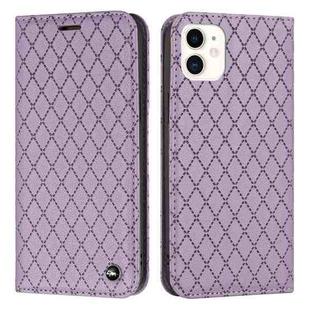 For iPhone 11 S11 RFID Diamond Lattice Flip Leather Phone Case (Purple)
