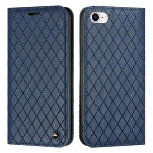For iPhone SE 2022 / SE 2020 / 8 / 7 S11 RFID Diamond Lattice Flip Leather Phone Case(Blue)