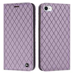 For iPhone SE 2022 / SE 2020 / 8 / 7 S11 RFID Diamond Lattice Flip Leather Phone Case(Purple)