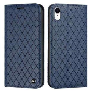 For iPhone XR S11 RFID Diamond Lattice Flip Leather Phone Case(Blue)