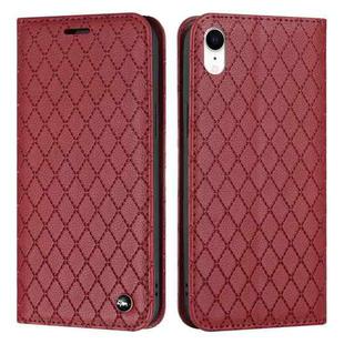 For iPhone XR S11 RFID Diamond Lattice Flip Leather Phone Case(Red)