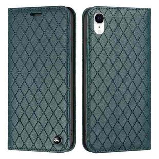 For iPhone XR S11 RFID Diamond Lattice Flip Leather Phone Case(Green)