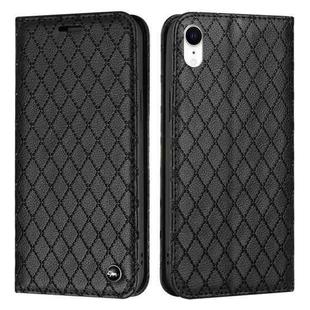 For iPhone XR S11 RFID Diamond Lattice Flip Leather Phone Case(Black)