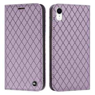 For iPhone XR S11 RFID Diamond Lattice Flip Leather Phone Case(Purple)