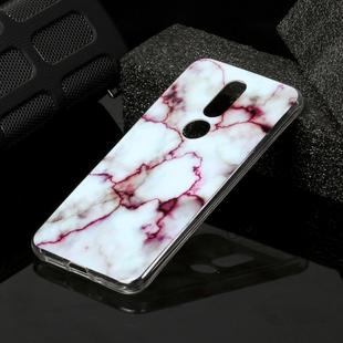 For Nokia 7.1 Marble Pattern Soft TPU Protective Case(Red)