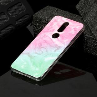 For Nokia 7.1 Marble Pattern Soft TPU Protective Case(Pink Green)