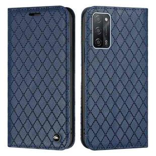 For OPPO A55 5G / A16 S11 RFID Diamond Lattice Flip Leather Phone Case(Blue)