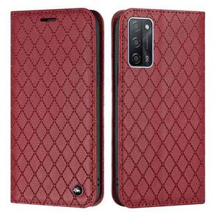 For OPPO A55 5G / A16 S11 RFID Diamond Lattice Flip Leather Phone Case(Red)