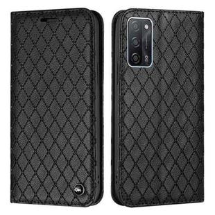 For OPPO A55 5G / A16 S11 RFID Diamond Lattice Flip Leather Phone Case(Black)