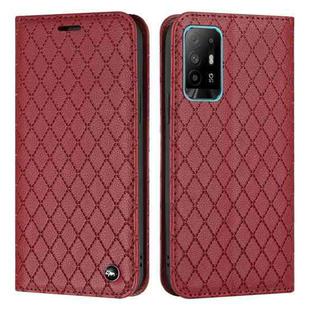 For OPPO A94 4G / A94 5G / A95 5G S11 RFID Diamond Lattice Flip Leather Phone Case(Red)