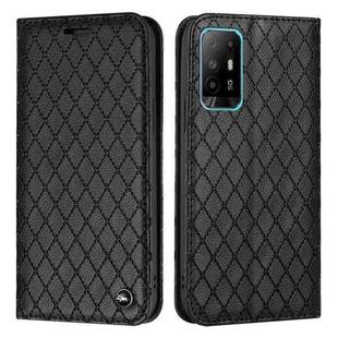 For OPPO A94 4G / A94 5G / A95 5G S11 RFID Diamond Lattice Flip Leather Phone Case(Black)