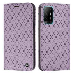 For OPPO A94 4G / A94 5G / A95 5G S11 RFID Diamond Lattice Flip Leather Phone Case(Purple)