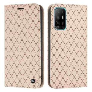 For OPPO A94 4G / A94 5G / A95 5G S11 RFID Diamond Lattice Flip Leather Phone Case(Light Pink)