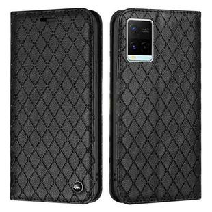 For vivo Y21 / Y33s / Y21s S11 RFID Diamond Lattice Flip Leather Phone Case(Black)