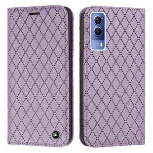 For vivo Y72 5G / Y53s / Y52 5G S11 RFID Diamond Lattice Flip Leather Phone Case(Purple)