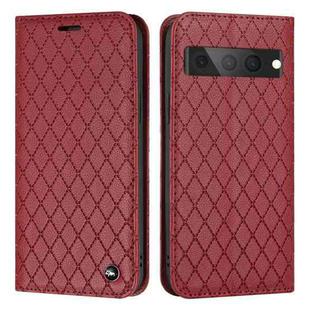 For Google Pixel 7 Pro S11 RFID Diamond Lattice Flip Leather Phone Case(Red)