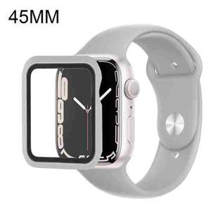 For Apple Watch Series 7 45mm Silicone Watch Band Case with Screen Film Set(Grey)