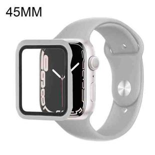 For Apple Watch Series 7 45mm Silicone Watch Band Case with Screen Film Set(Space Grey)